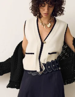 Cotton Rich Fringed Hem Cardigan