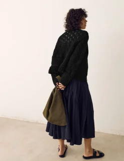 Cotton Rich Fringed Hem Cardigan