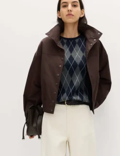 Cotton Rich Funnel Neck Bomber Jacket