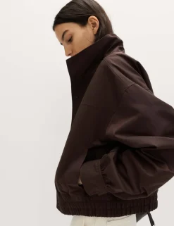 Cotton Rich Funnel Neck Bomber Jacket