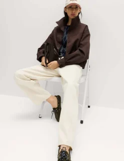 Cotton Rich Funnel Neck Bomber Jacket