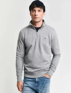 Cotton Rich Funnel Neck Half Zip Sweatshirt