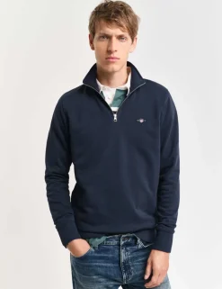 Cotton Rich Funnel Neck Half Zip Sweatshirt