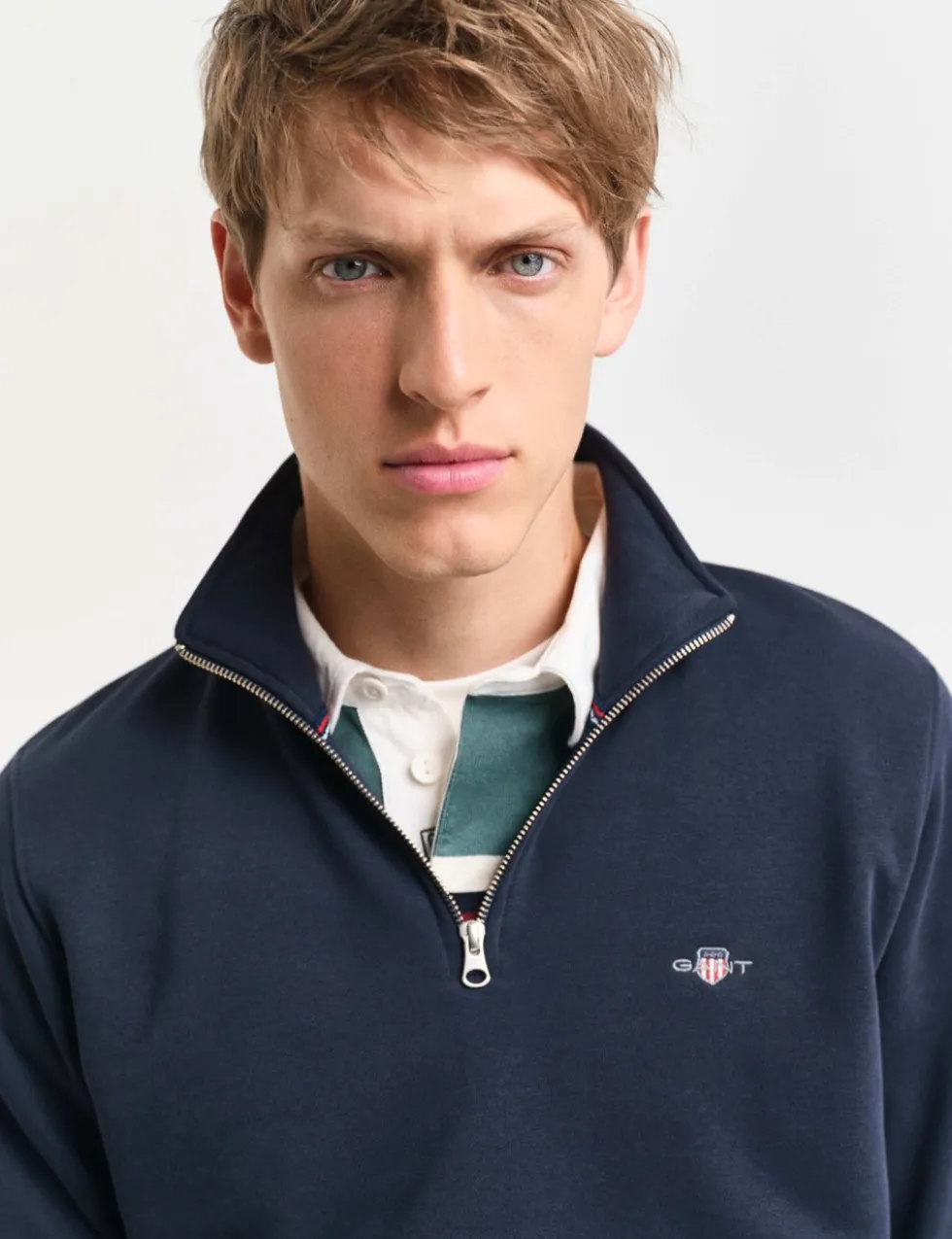 Cotton Rich Funnel Neck Half Zip Sweatshirt