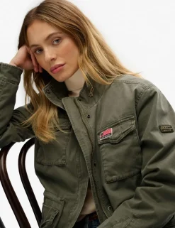 Cotton Rich Funnel Neck Utility Jacket