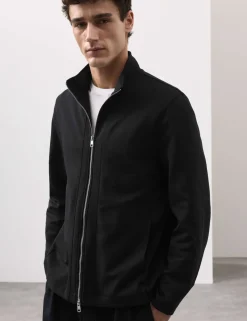 Cotton Rich Funnel Neck Zip Up Jacket