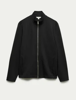 Cotton Rich Funnel Neck Zip Up Jacket