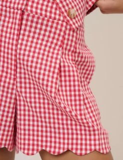 Cotton Rich Gingham High Waisted Shorts