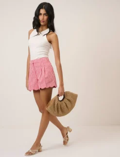 Cotton Rich Gingham High Waisted Shorts