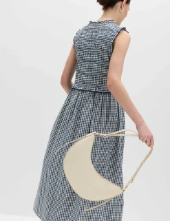 Cotton Rich Gingham Midi Waisted Dress