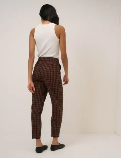 Cotton Rich Gingham Tapered Cropped Trousers