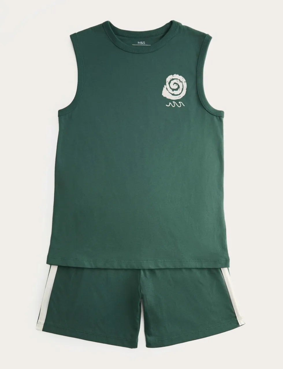 Cotton Rich Green Vest Pyjama Set (6-16 Yrs)