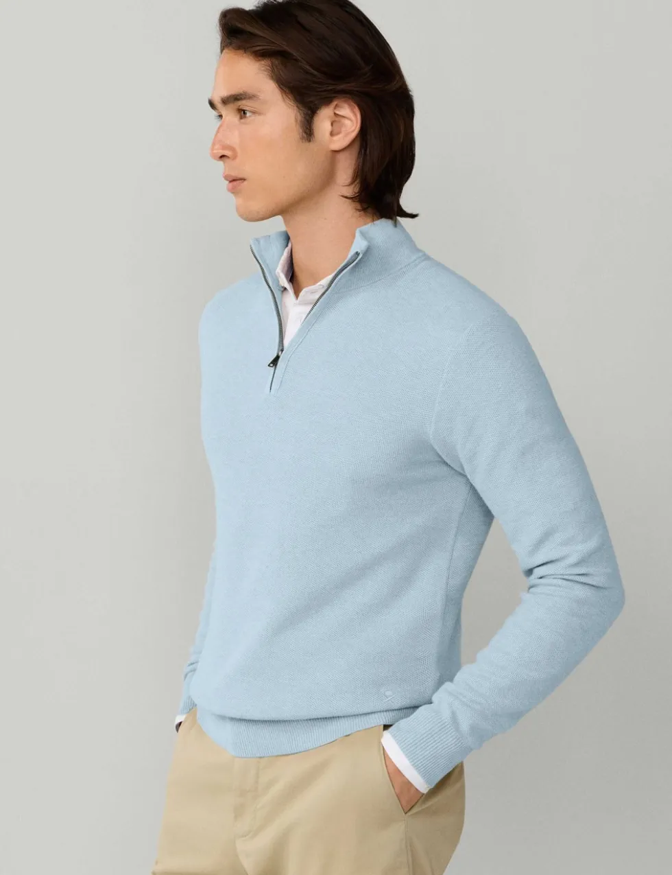 Cotton Rich Half Zip Funnel Neck Sweatshirt