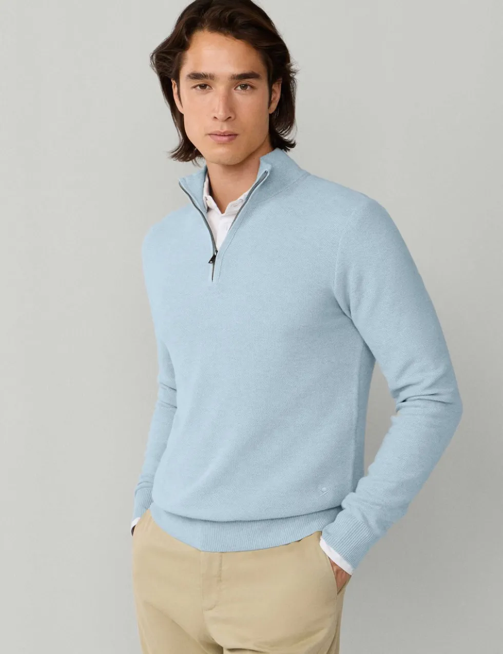 Cotton Rich Half Zip Funnel Neck Sweatshirt