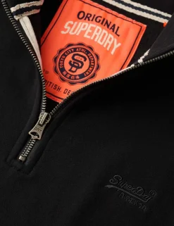 Cotton Rich Half Zip Henley Sweatshirt
