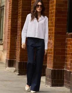 Cotton Rich High Waisted Wide Leg Jeans