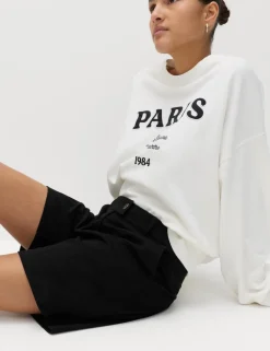 Cotton Rich High Waisted Chino Shorts