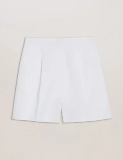 Cotton Rich High Waisted Tailored Pleated Shorts