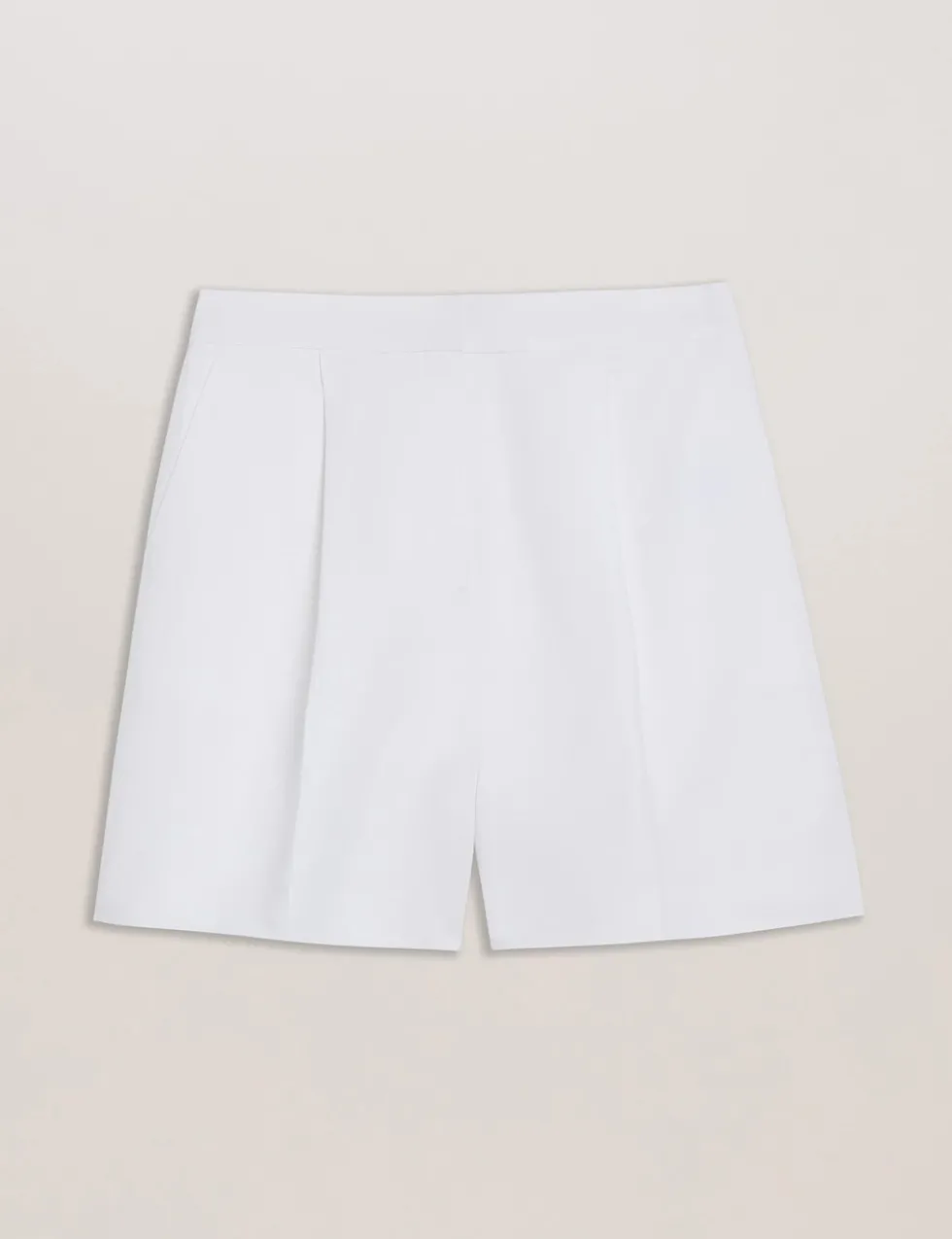 Cotton Rich High Waisted Tailored Pleated Shorts