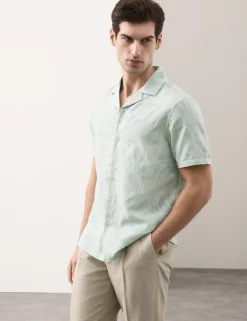 Cotton Rich Jacquard Short Sleeve Shirt