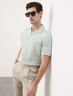 Cotton Rich Jacquard Short Sleeve Shirt