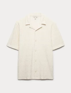 Cotton Rich Jacquard Towelling Revere Polo Shirt