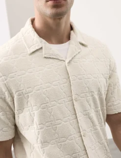 Cotton Rich Jacquard Towelling Revere Polo Shirt