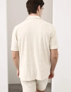 Cotton Rich Jacquard Towelling Revere Polo Shirt