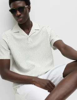 Cotton Rich Jersey Geometric Polo Shirt