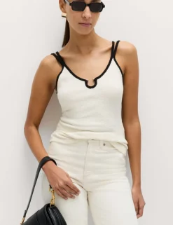 Cotton Rich Keyhole Detail Knitted Vest