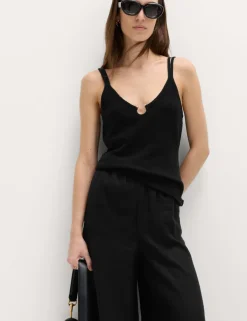 Cotton Rich Keyhole Detail Knitted Vest