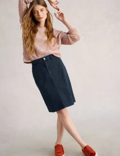 Cotton Rich Knee Length A-Line Skirt
