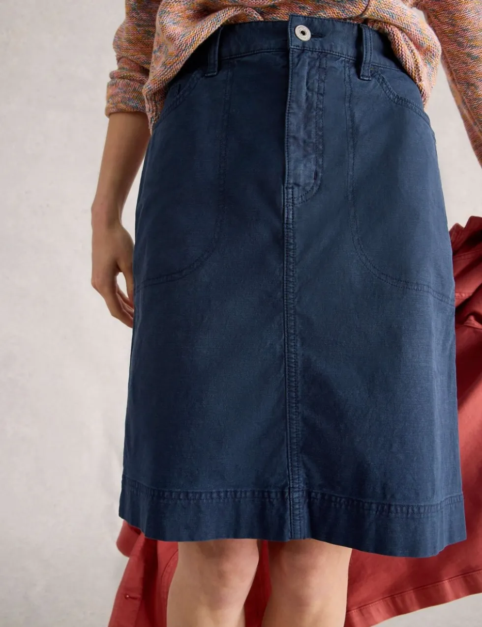 Cotton Rich Knee Length A-Line Skirt