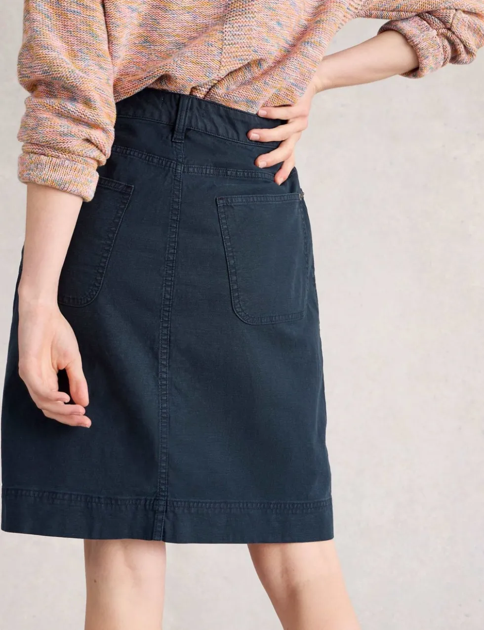 Cotton Rich Knee Length A-Line Skirt