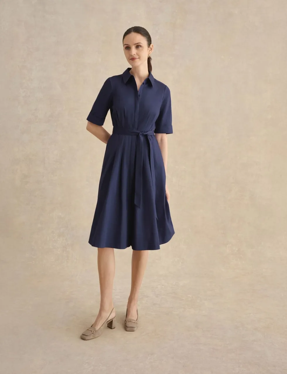Cotton Rich Knee Length Skater Dress