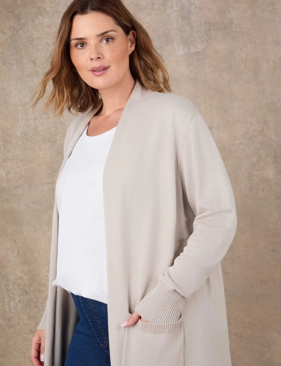 Cotton Rich Knitted Longline Cardigan
