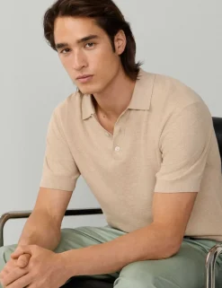 Cotton Rich Knitted Polo Shirt with Cashmere