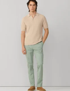 Cotton Rich Knitted Polo Shirt with Cashmere