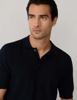 Cotton Rich Knitted Polo Shirt with Cashmere