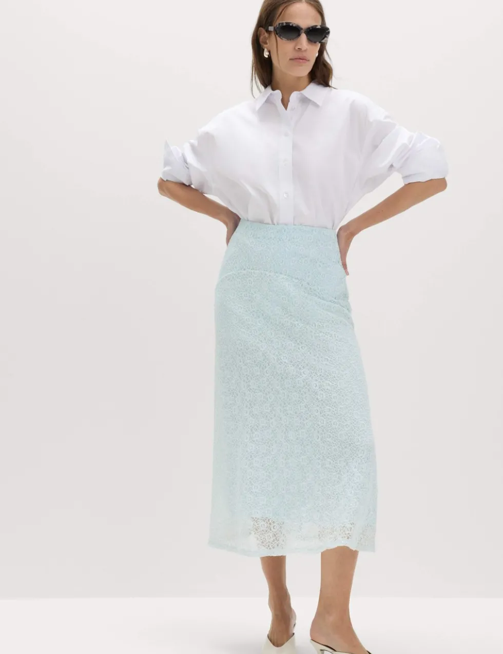 Cotton Rich Lace Midi A-Line Skirt