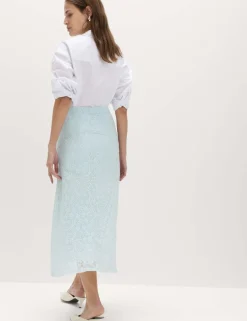 Cotton Rich Lace Midi A-Line Skirt