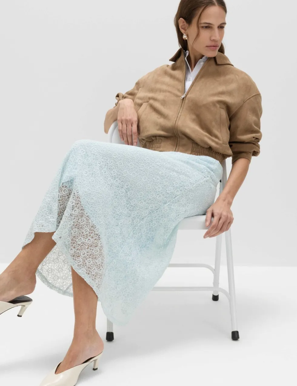 Cotton Rich Lace Midi A-Line Skirt
