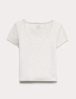 Cotton Rich Lace Trim Fitted Crop T-Shirt (6-16 Yrs)