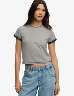Cotton Rich Layered Crop T-Shirt
