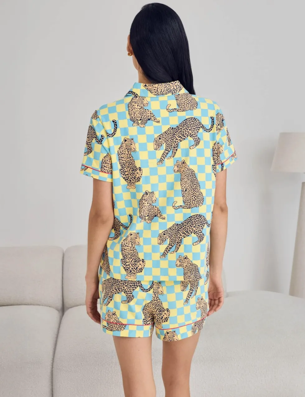 Cotton Rich Leopard Checked Shortie Set