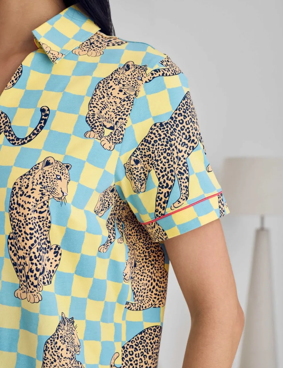 Cotton Rich Leopard Checked Shortie Set