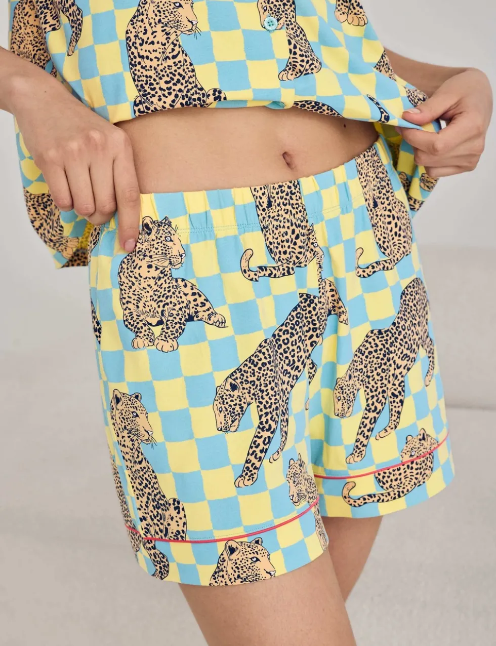 Cotton Rich Leopard Checked Shortie Set