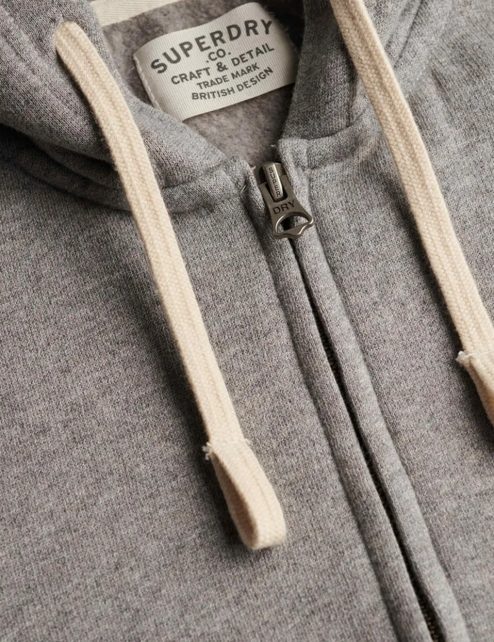Cotton Rich Logo Embroidery Zip Up Hoodie