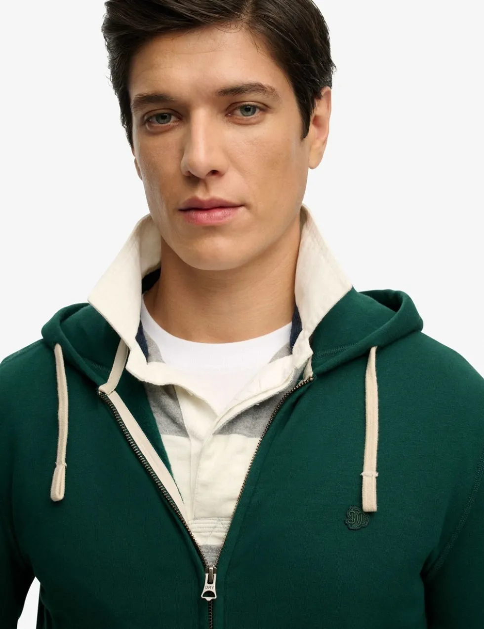 Cotton Rich Logo Embroidery Zip Up Hoodie