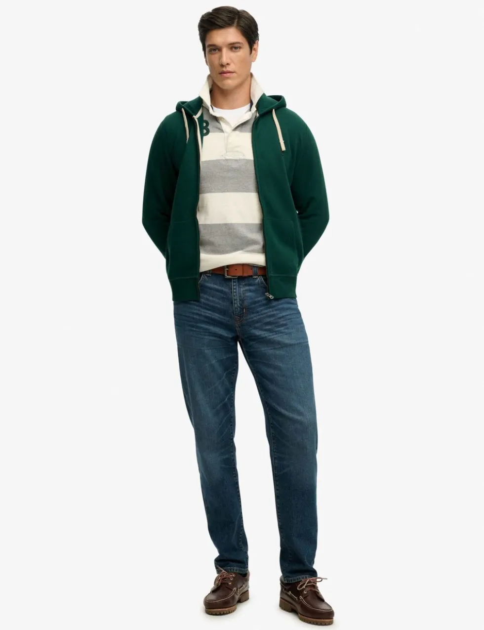 Cotton Rich Logo Embroidery Zip Up Hoodie
